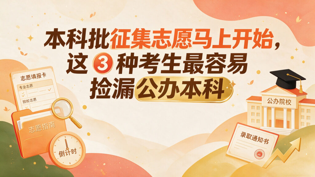 河南2026年本科批征集志愿马上开始，这 3 种考生最容易捡漏公办本科